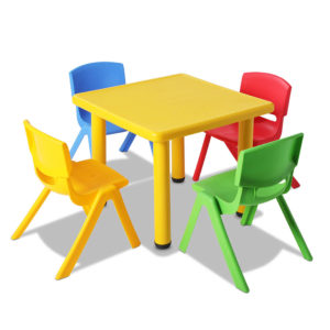 Keezi 5 Piece Kids Table and Chair Set – Yellow